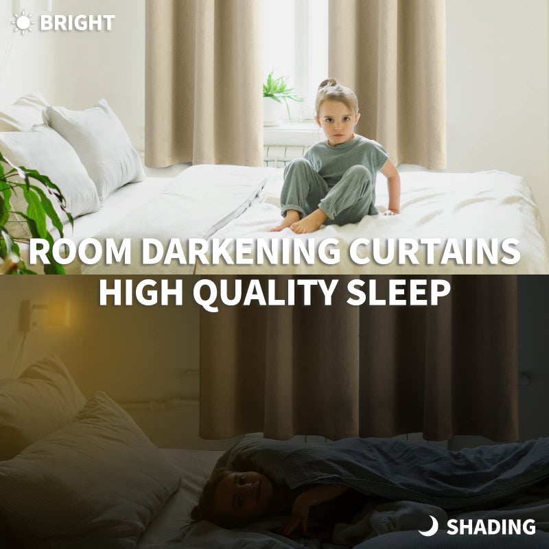 BGment Room Darkening Curtains 45 Inches Long - Grommet Thermal Insulated Drapes Window Treatment Curtains for Bedroom, 2 Panels, 52 x 45 Inch, Beige - Image 3